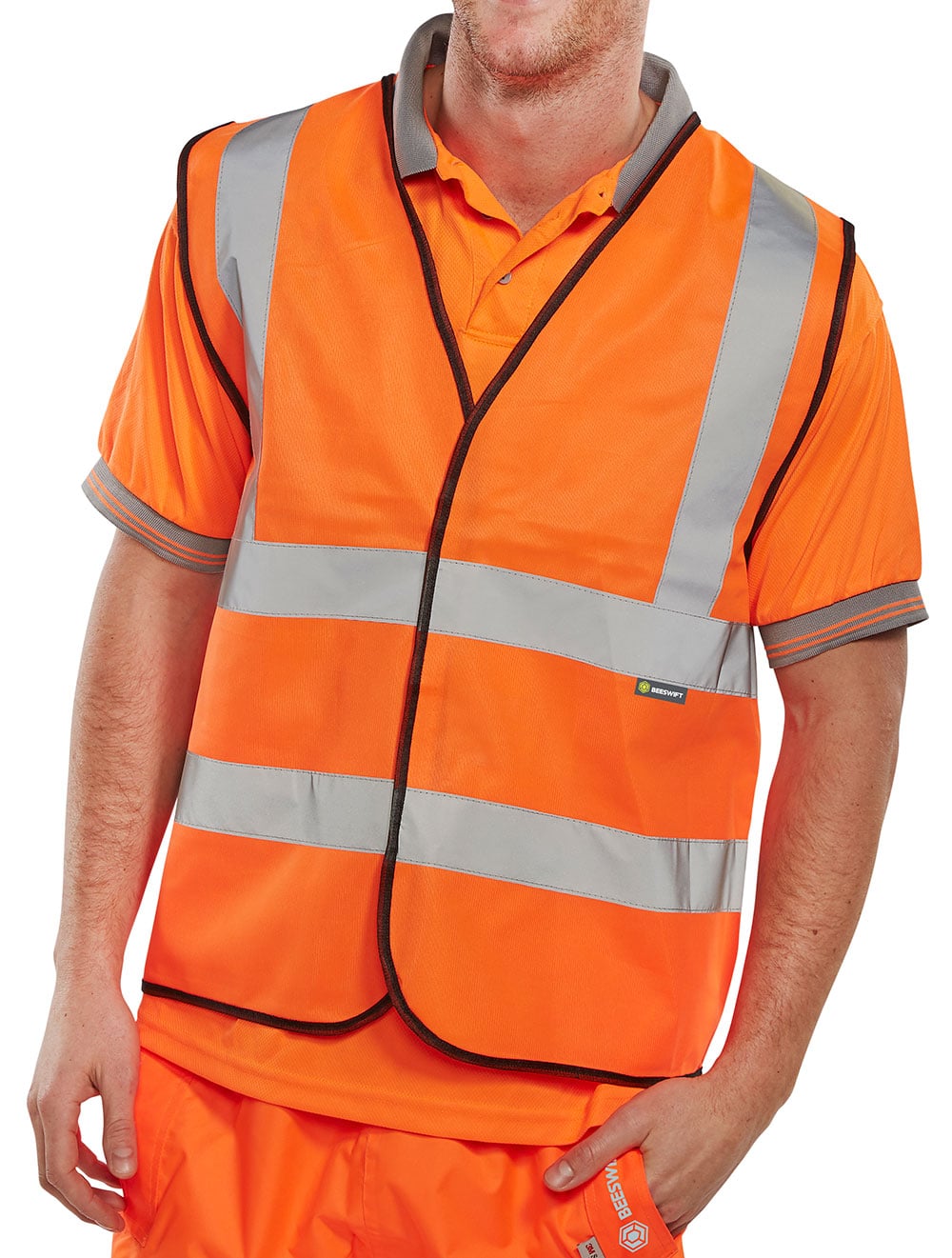 High-visibility vest designed for comfort and visibility.