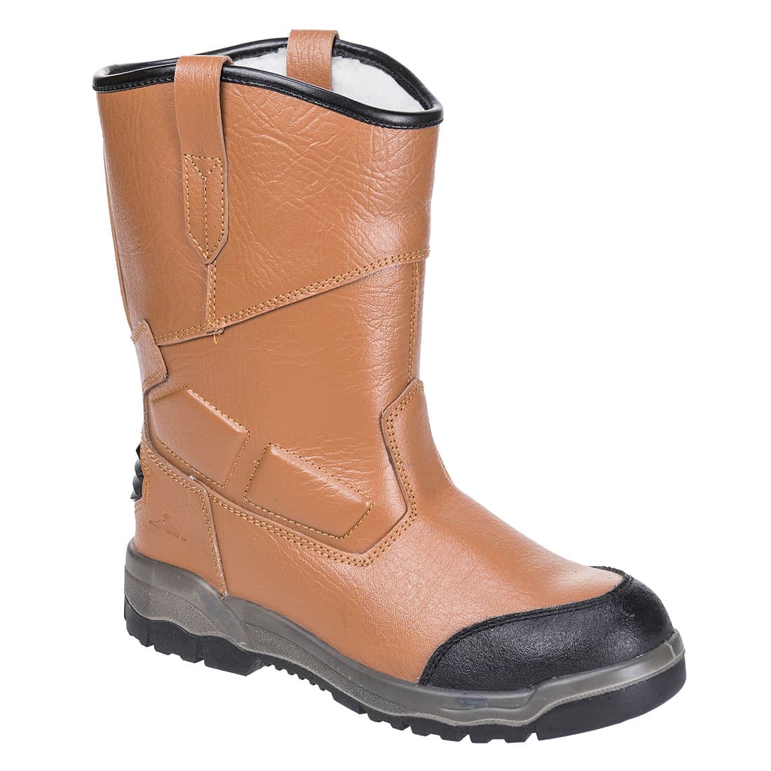 Steel-toe safety boots for industrial environments.