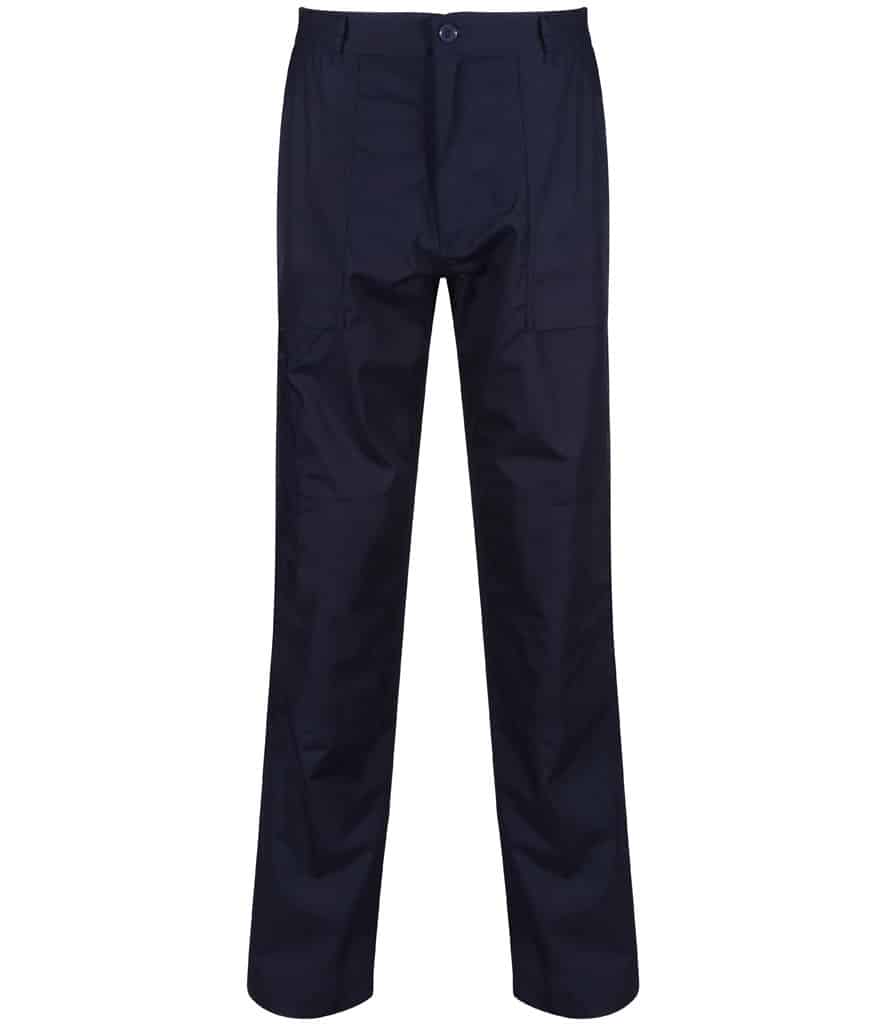 Heavy-duty work trousers with reinforced seams for durability.