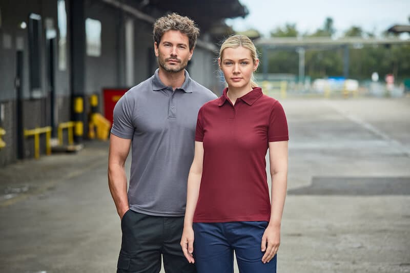 Professional polo shirts and t-shirts for workwear, available with branding options.Workwear and PPE solutions tailored for SMEs in the UK.