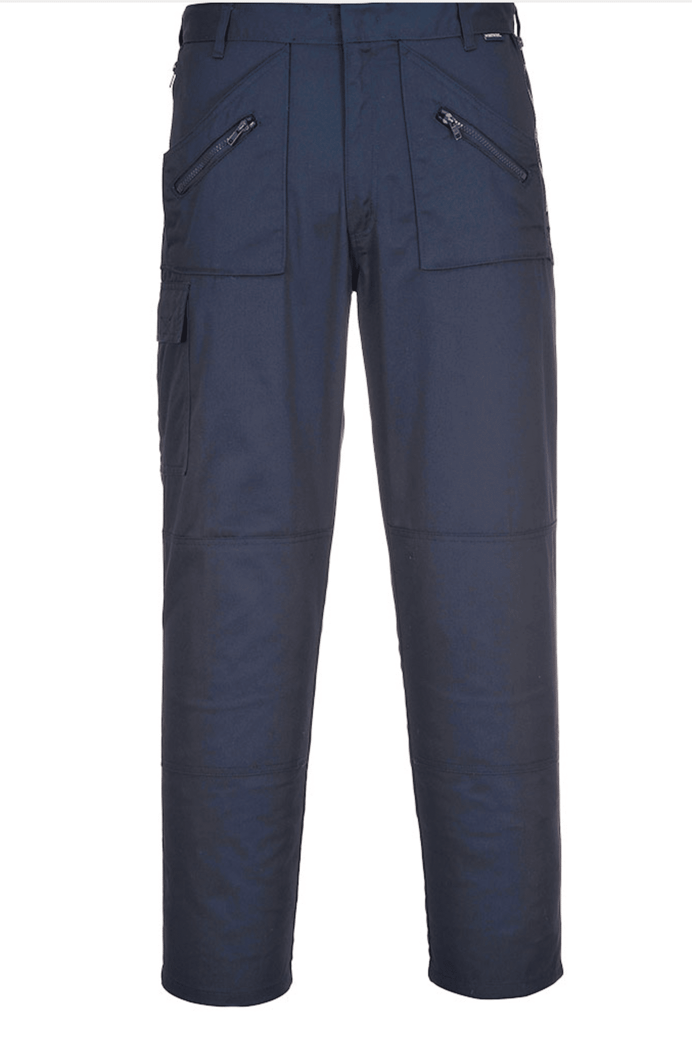 Heavy-duty work trousers with reinforced seams for durability.