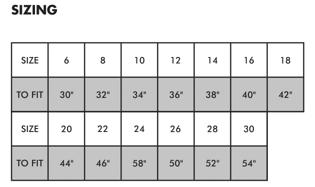 TUNIC SIZE CHART